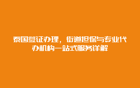 泰国签证办理，街道担保与专业代办机构一站式服务详解