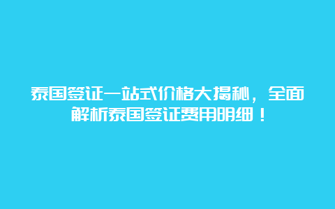 泰国签证一站式价格大揭秘，全面解析泰国签证费用明细！