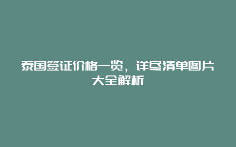 泰国签证价格一览，详尽清单图片大全解析