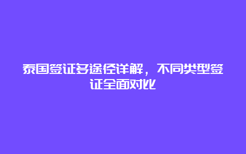 泰国签证多途径详解，不同类型签证全面对比