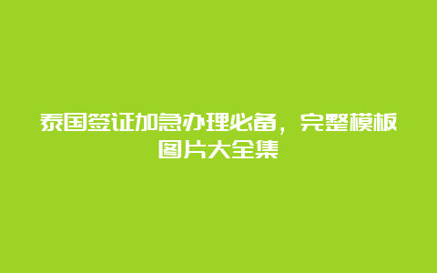 泰国签证加急办理必备，完整模板图片大全集