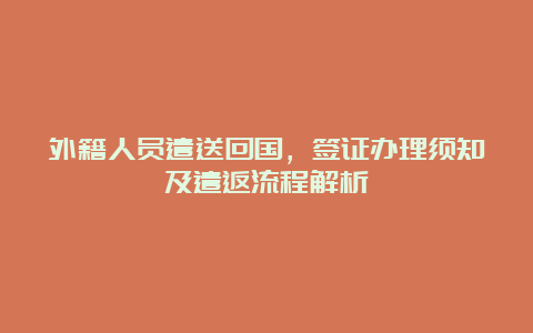 外籍人员遣送回国，签证办理须知及遣返流程解析