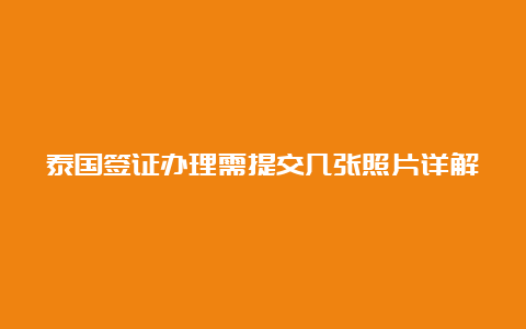 泰国签证办理需提交几张照片详解