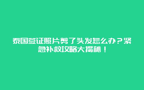 泰国签证照片剪了头发怎么办？紧急补救攻略大揭秘！