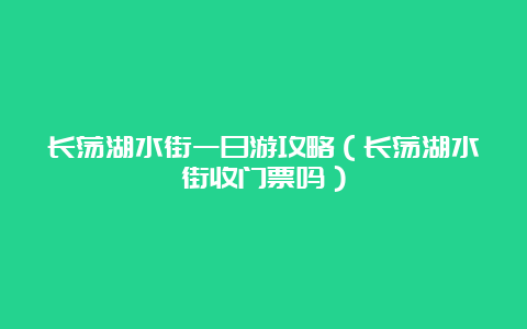 长荡湖水街一日游攻略（长荡湖水街收门票吗）