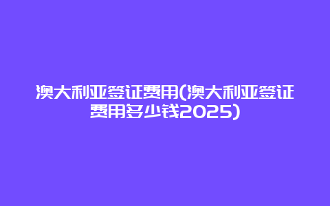 澳大利亚签证费用(澳大利亚签证费用多少钱2025)