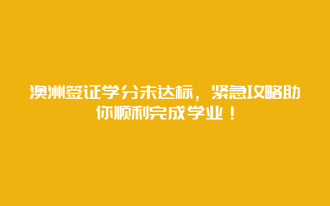 澳洲签证学分未达标，紧急攻略助你顺利完成学业！