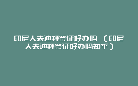 印尼人去迪拜签证好办吗 （印尼人去迪拜签证好办吗知乎）