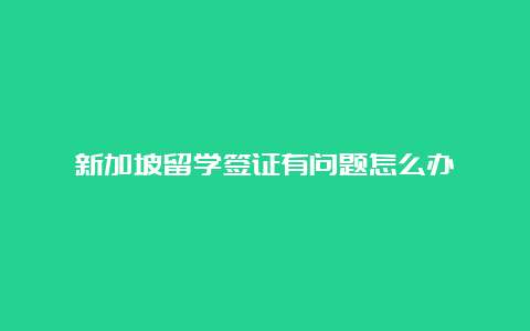 新加坡留学签证有问题怎么办