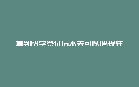 拿到留学签证后不去可以吗现在