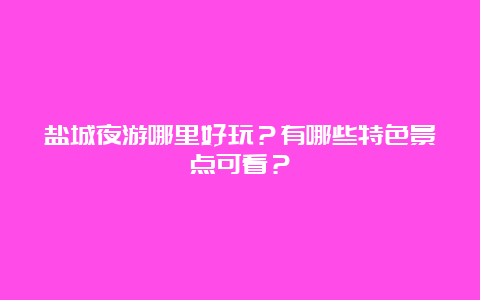 盐城夜游哪里好玩？有哪些特色景点可看？