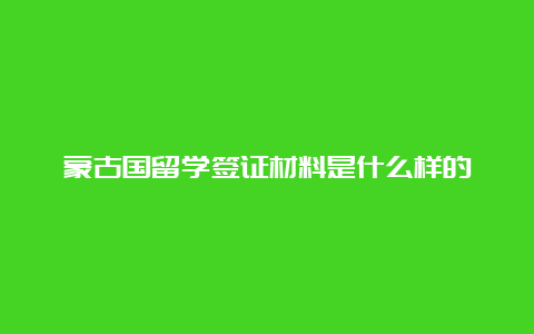 蒙古国留学签证材料是什么样的