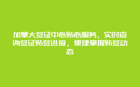 加拿大签证中心贴心服务，实时查询签证贴签进度，便捷掌握贴签动态