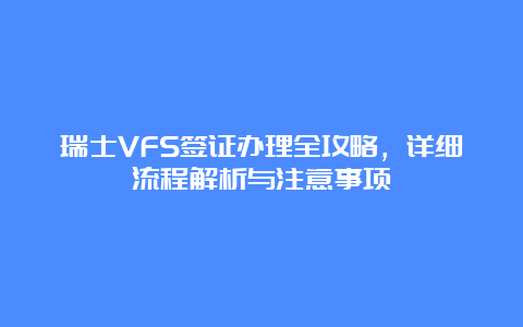 瑞士VFS签证办理全攻略，详细流程解析与注意事项