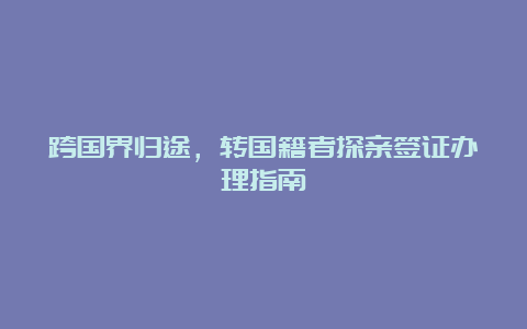 跨国界归途，转国籍者探亲签证办理指南