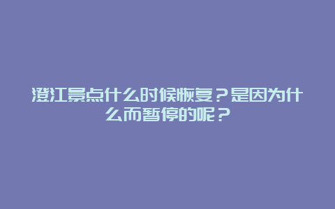 澄江景点什么时候恢复？是因为什么而暂停的呢？