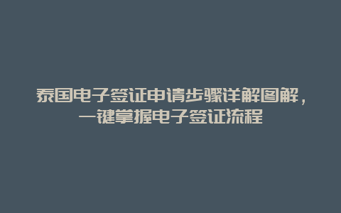 泰国电子签证申请步骤详解图解，一键掌握电子签证流程