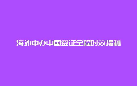 海外申办中国签证全程时效揭秘