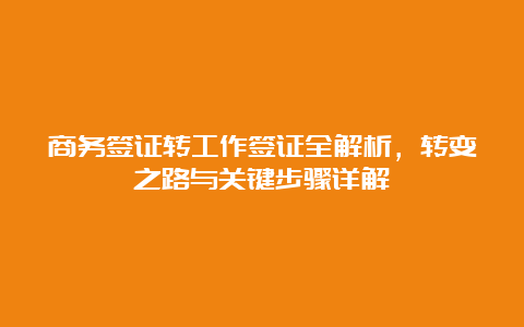 商务签证转工作签证全解析，转变之路与关键步骤详解