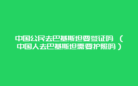 中国公民去巴基斯坦要签证吗 （中国人去巴基斯坦需要护照吗）