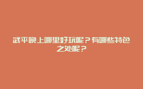 武平晚上哪里好玩呢？有哪些特色之处呢？