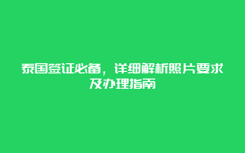 泰国签证必备，详细解析照片要求及办理指南