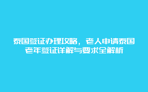 泰国签证办理攻略，老人申请泰国老年签证详解与要求全解析