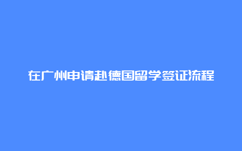 在广州申请赴德国留学签证流程