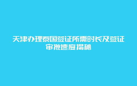 天津办理泰国签证所需时长及签证审批速度揭秘