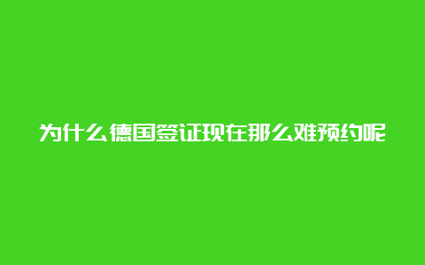 为什么德国签证现在那么难预约呢