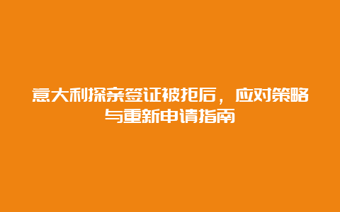 意大利探亲签证被拒后，应对策略与重新申请指南