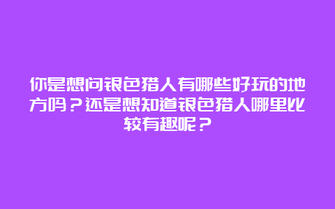 你是想问银色猎人有哪些好玩的地方吗？还是想知道银色猎人哪里比较有趣呢？