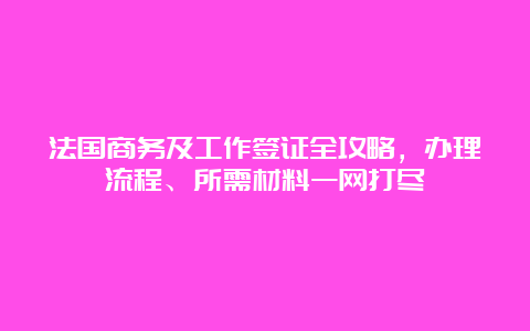 法国商务及工作签证全攻略，办理流程、所需材料一网打尽