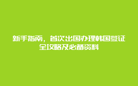 新手指南，首次出国办理韩国签证全攻略及必备资料