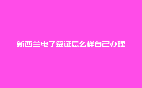 新西兰电子签证怎么样自己办理