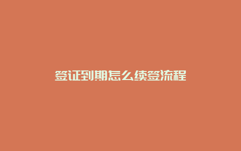 签证到期怎么续签流程