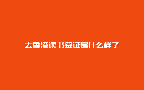 去香港读书签证是什么样子