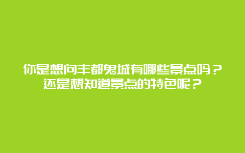 你是想问丰都鬼城有哪些景点吗？还是想知道景点的特色呢？