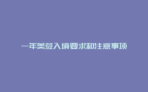 一年美签入境要求和注意事项