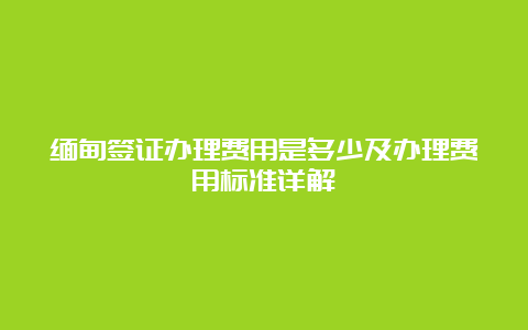 缅甸签证办理费用是多少及办理费用标准详解