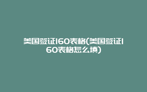 美国签证160表格(美国签证160表格怎么填)