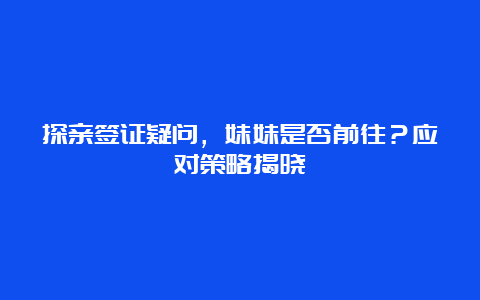 探亲签证疑问，妹妹是否前往？应对策略揭晓