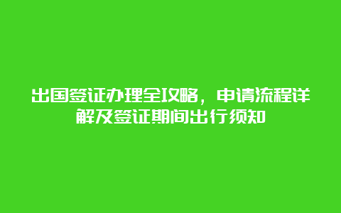 出国签证办理全攻略，申请流程详解及签证期间出行须知