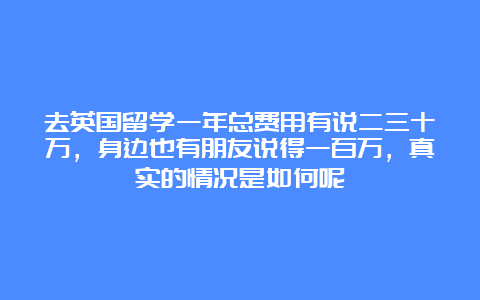 去英国留学一年总费用有说二三十万，身边也有朋友说得一百万，真实的情况是如何呢