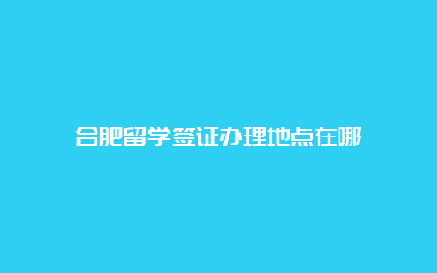 合肥留学签证办理地点在哪