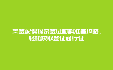 美签配偶探亲签证材料准备攻略，轻松获取签证通行证