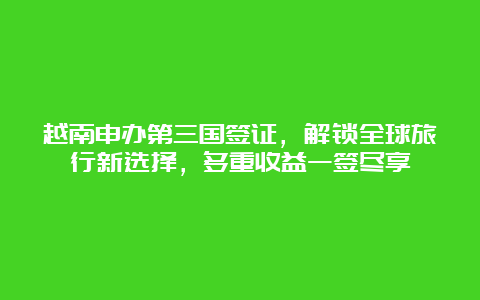 越南申办第三国签证，解锁全球旅行新选择，多重收益一签尽享