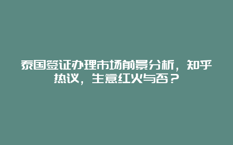 泰国签证办理市场前景分析，知乎热议，生意红火与否？