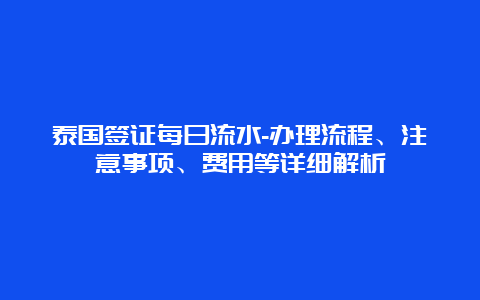 泰国签证每日流水-办理流程、注意事项、费用等详细解析