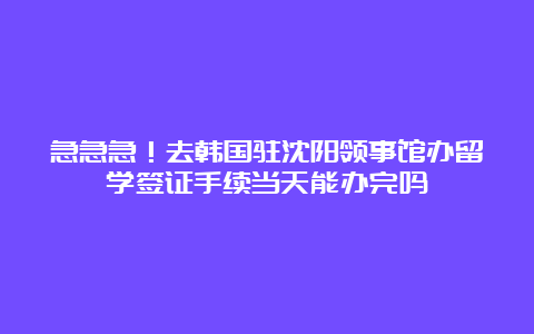 急急急！去韩国驻沈阳领事馆办留学签证手续当天能办完吗